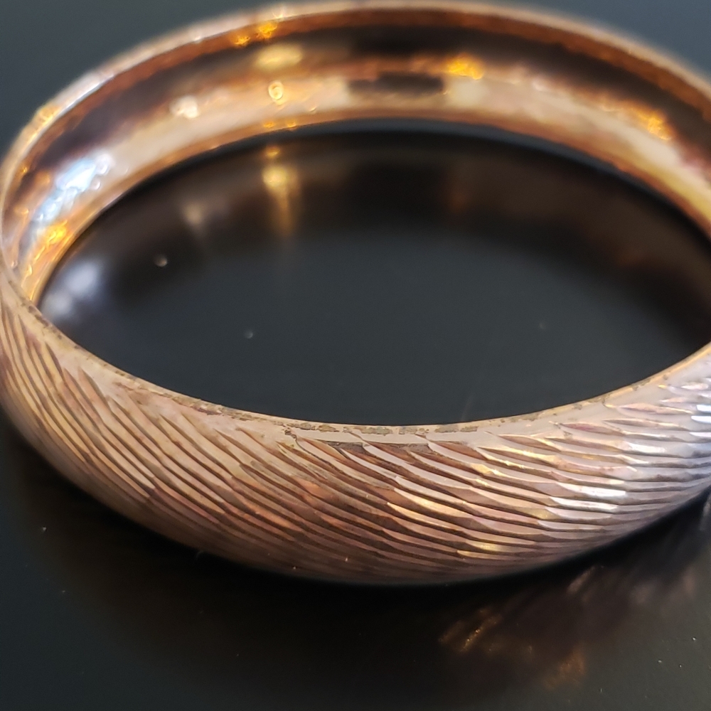 💕Copper Sterling Silver Textured Bangle LIRM